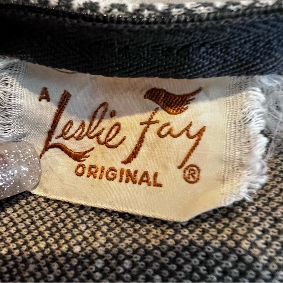 VINTAGE Leslie Fay double knit A-line dress with attached scarf. - Picture 4 of 11